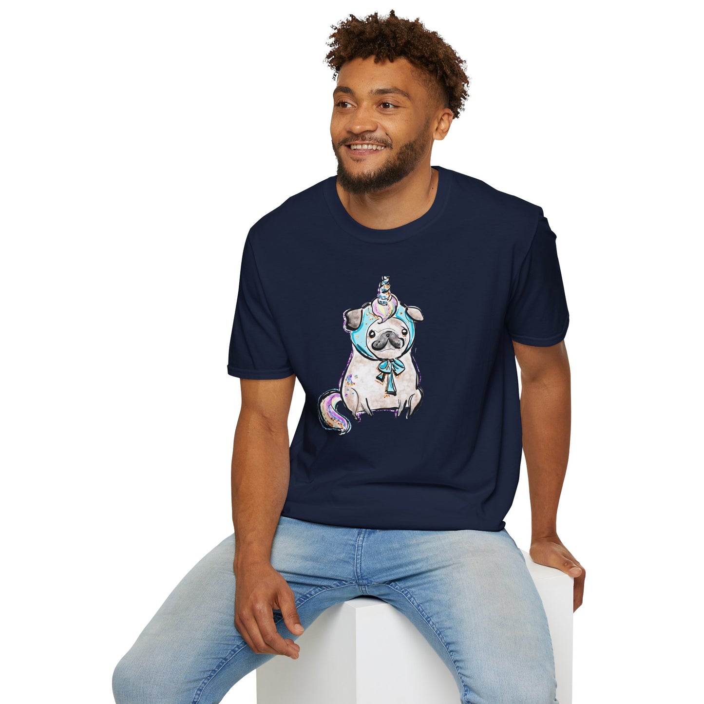 Unisex Softstyle T-Shirt Unicorn Pug