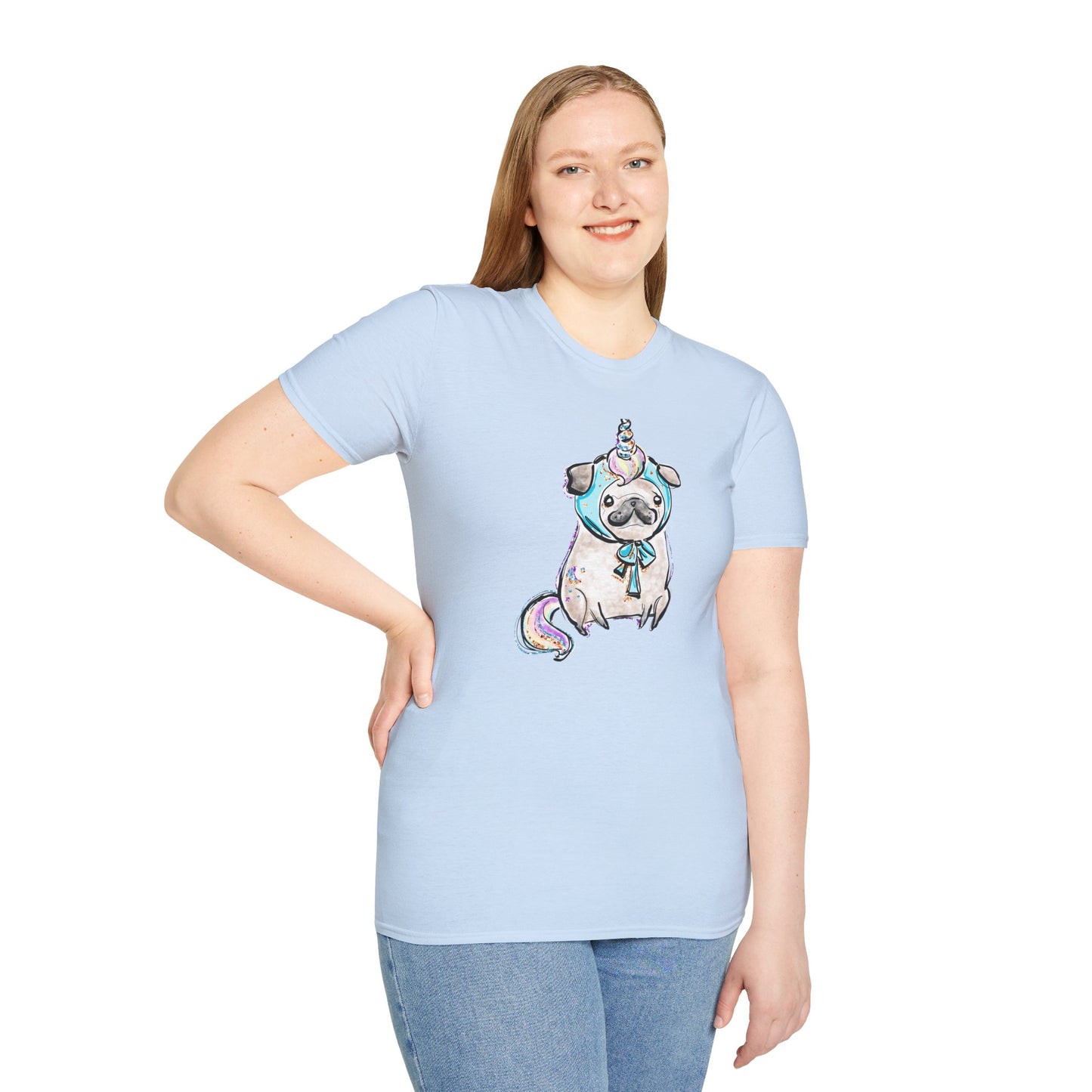 Unisex Softstyle T-Shirt Unicorn Pug