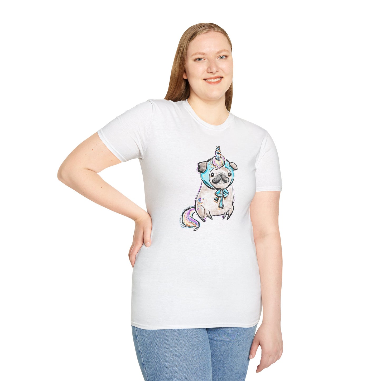 Unisex Softstyle T-Shirt Unicorn Pug