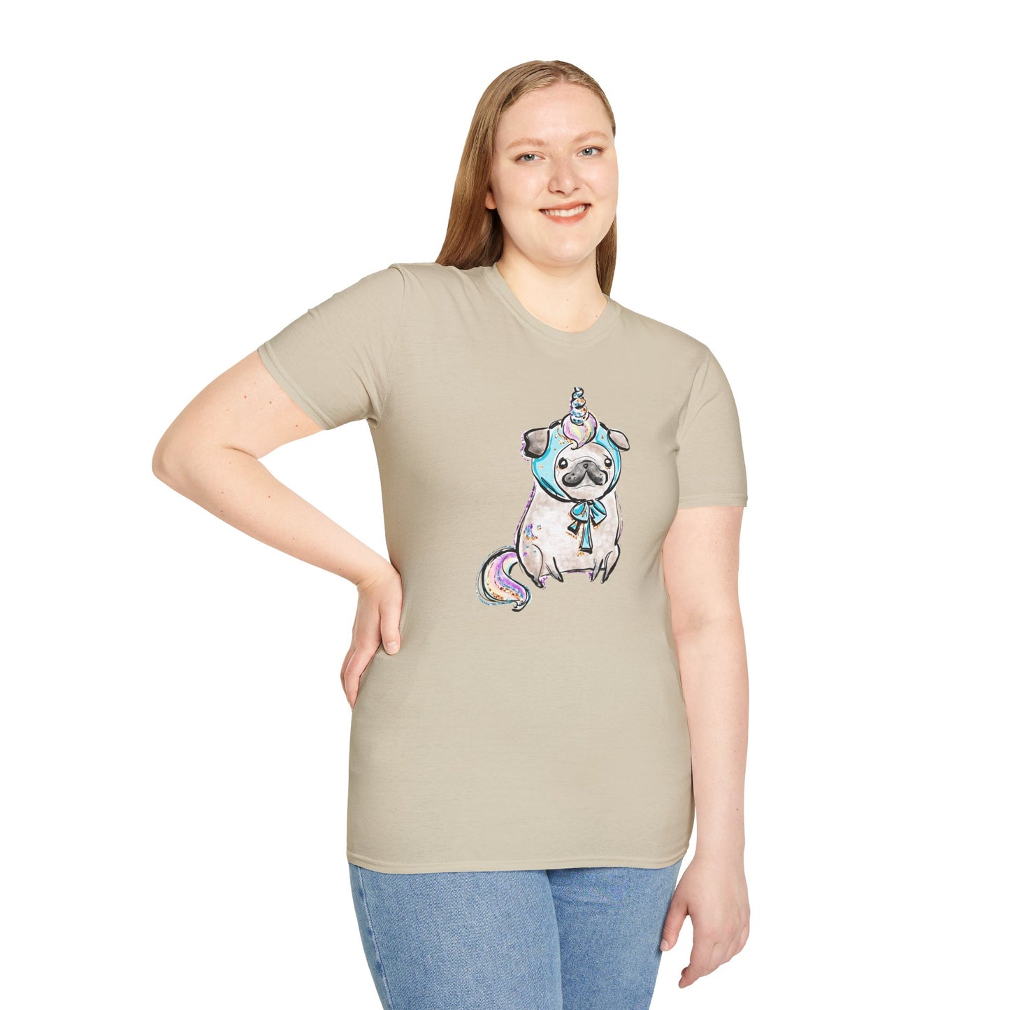 Unisex Softstyle T-Shirt Unicorn Pug