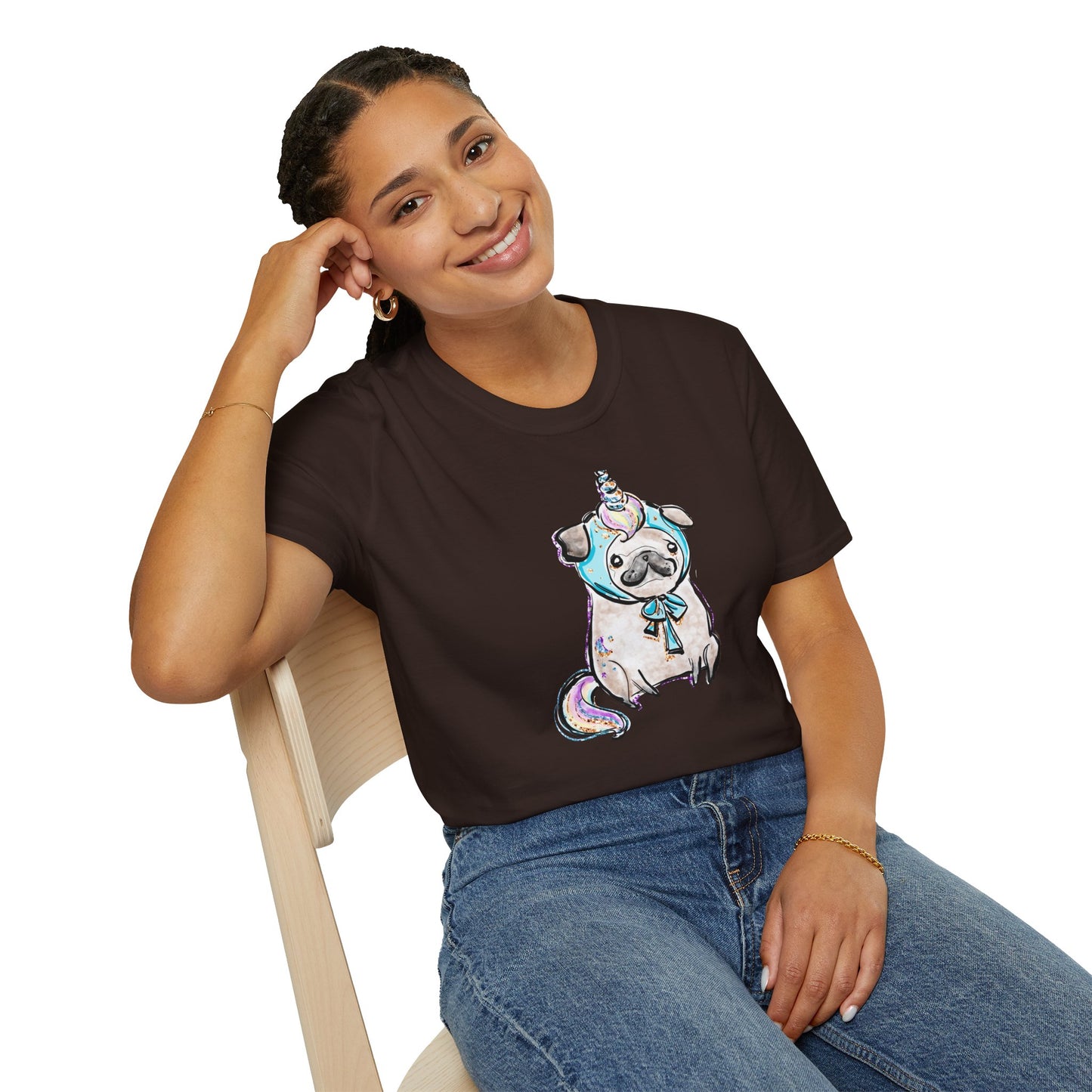 Unisex Softstyle T-Shirt Unicorn Pug
