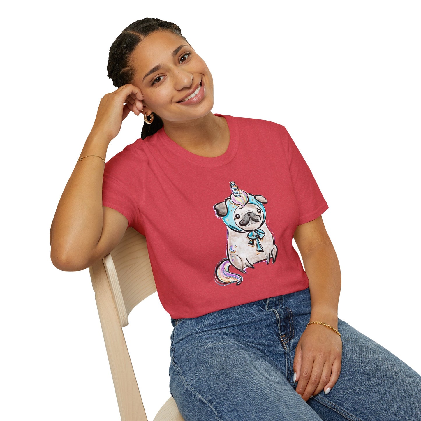 Unisex Softstyle T-Shirt Unicorn Pug