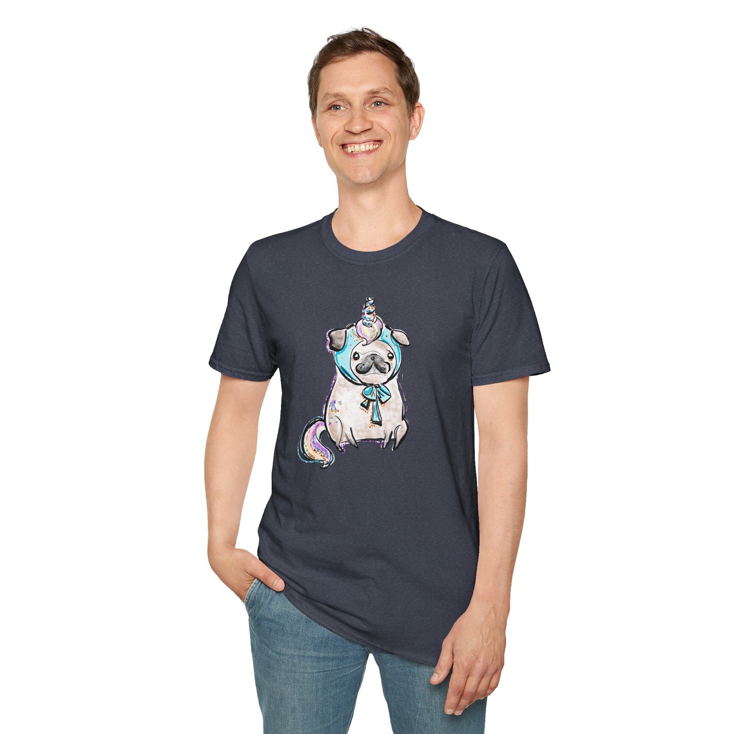 Unisex Softstyle T-Shirt Unicorn Pug