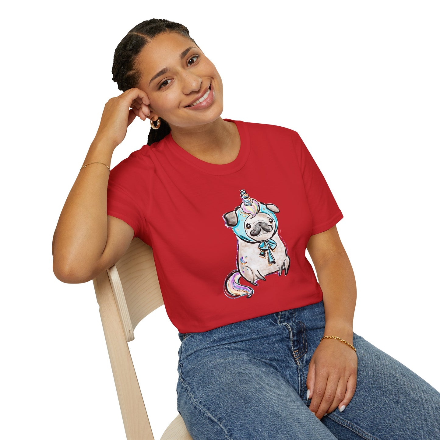 Unisex Softstyle T-Shirt Unicorn Pug