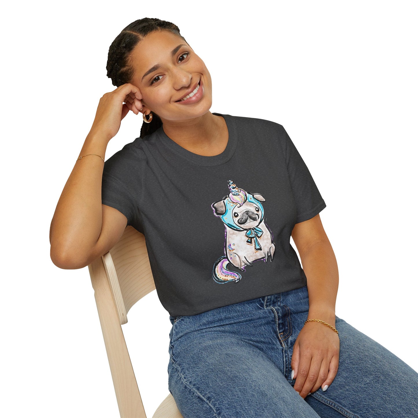 Unisex Softstyle T-Shirt Unicorn Pug