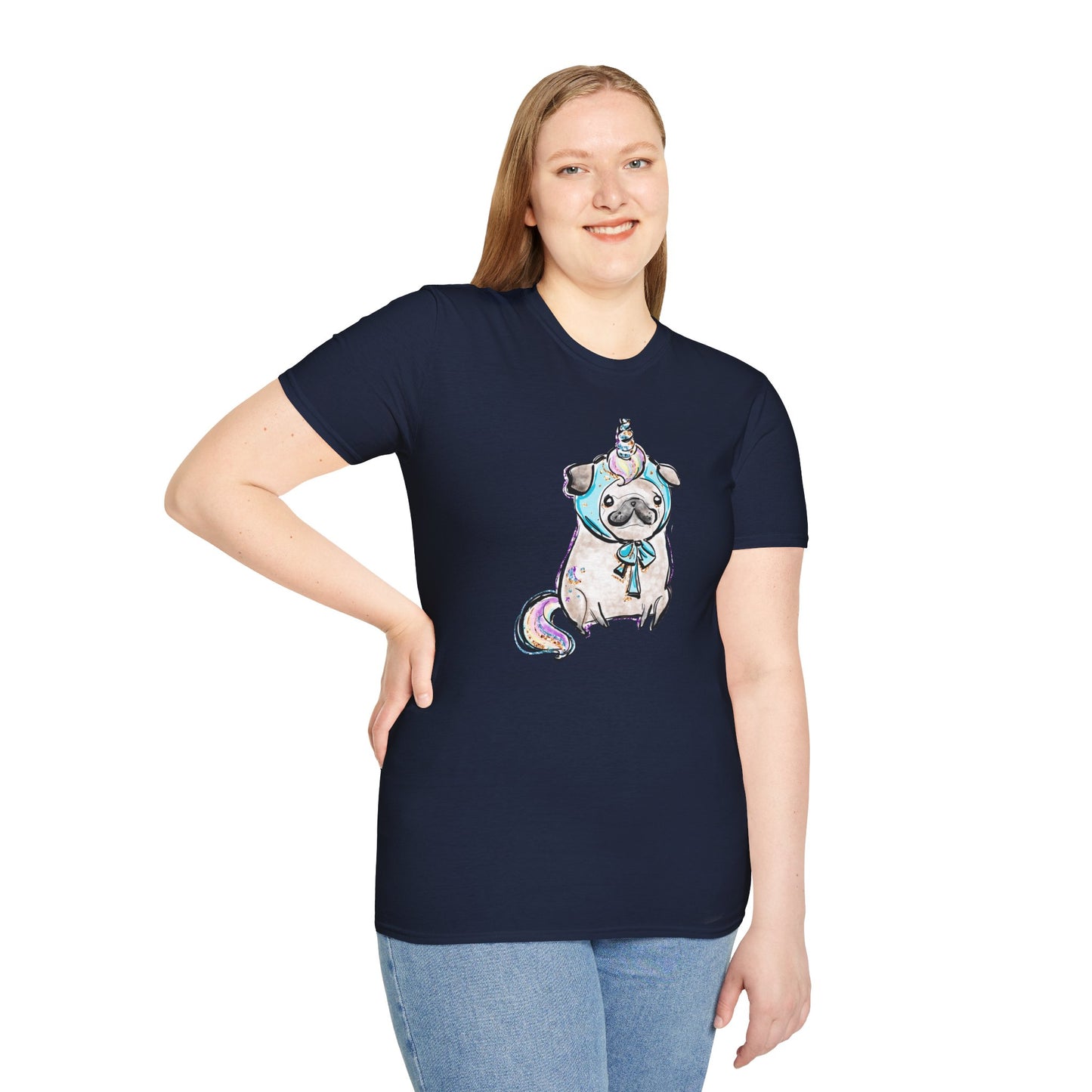 Unisex Softstyle T-Shirt Unicorn Pug