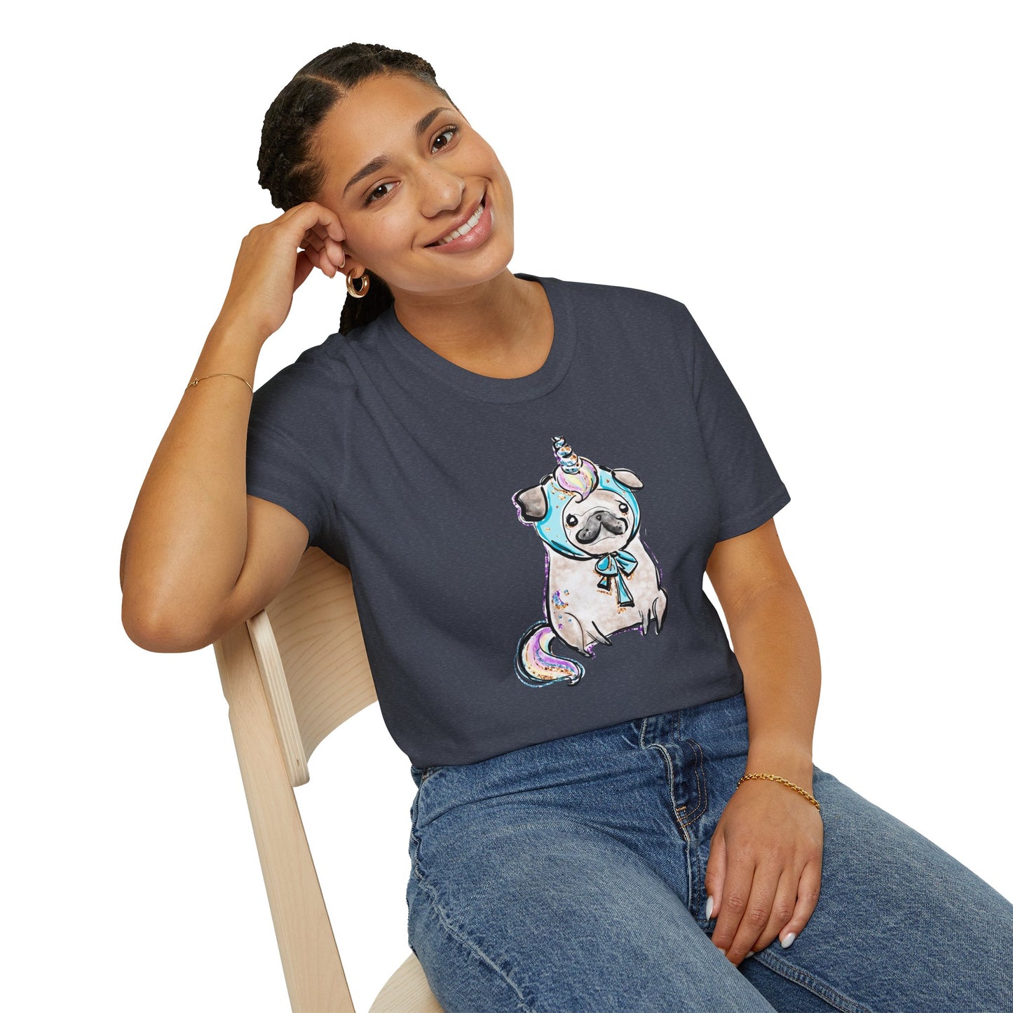 Unisex Softstyle T-Shirt Unicorn Pug