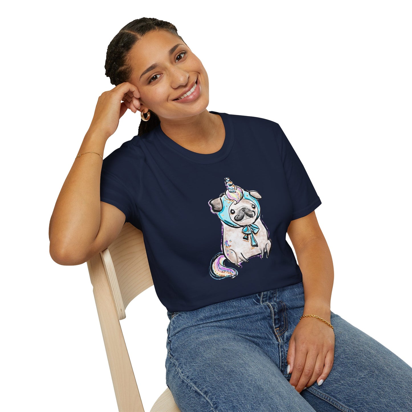 Unisex Softstyle T-Shirt Unicorn Pug