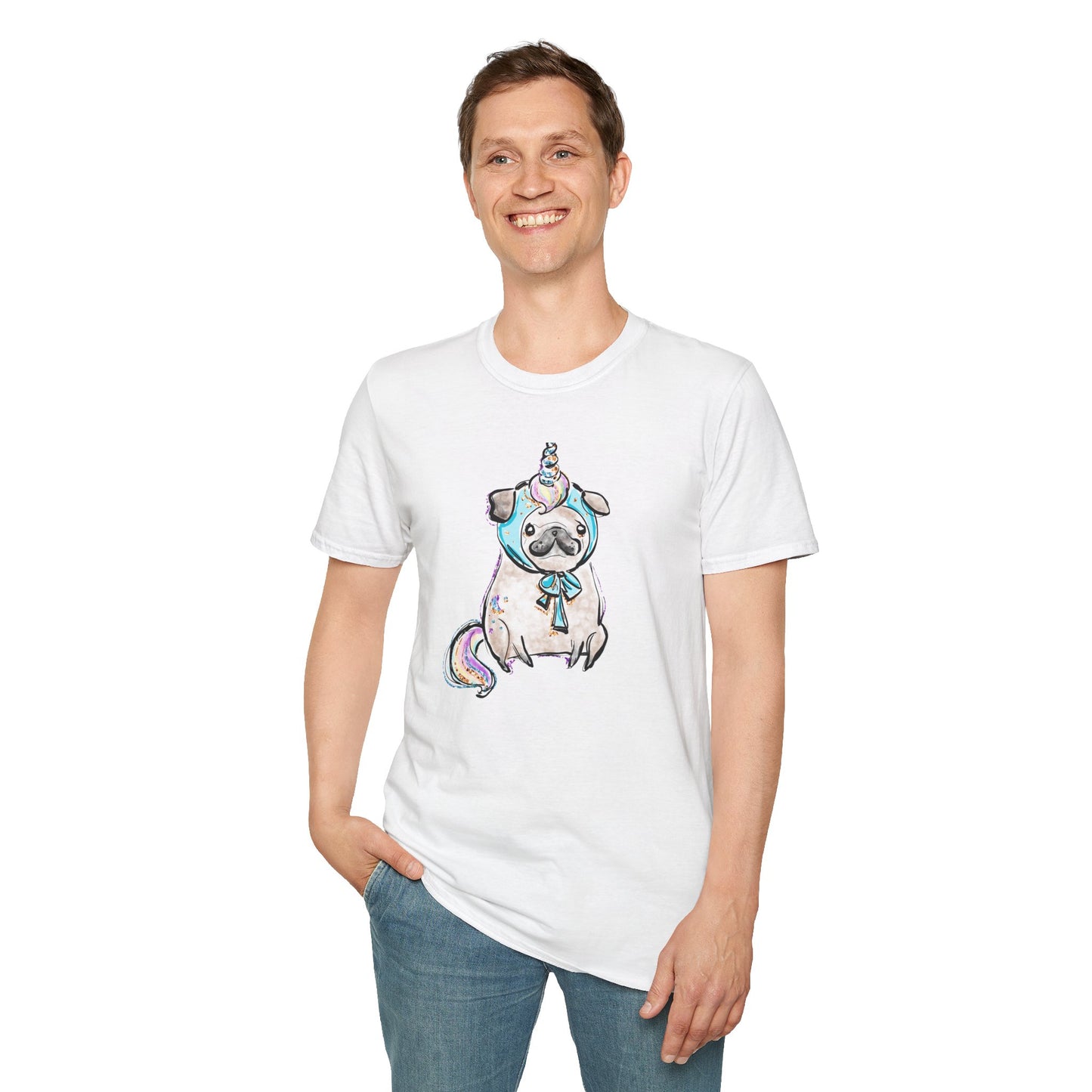 Unisex Softstyle T-Shirt Unicorn Pug