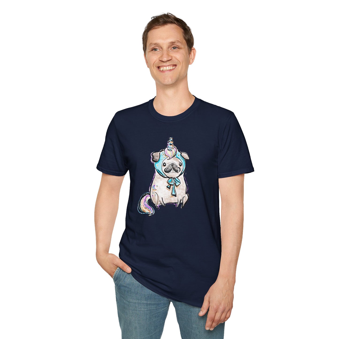 Unisex Softstyle T-Shirt Unicorn Pug
