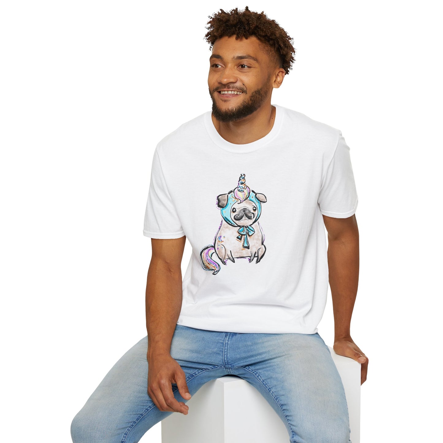 Unisex Softstyle T-Shirt Unicorn Pug
