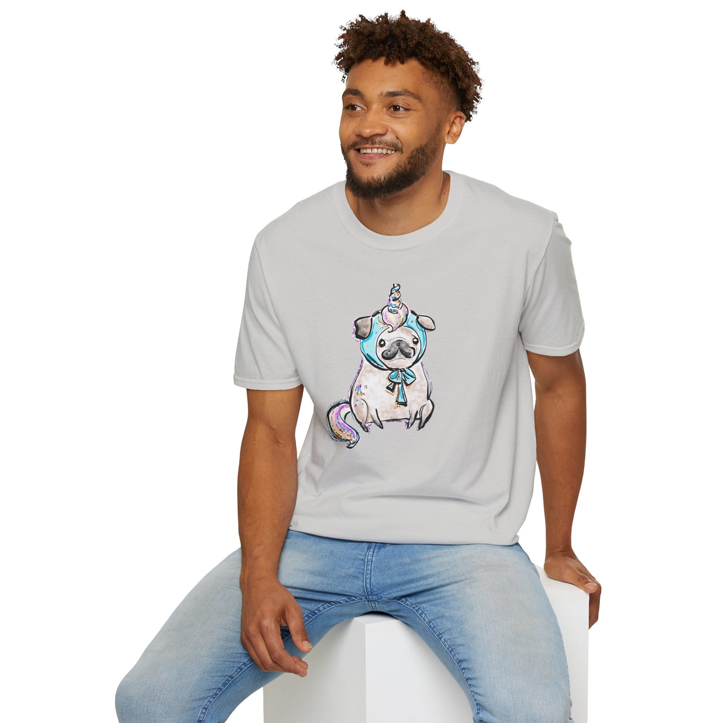 Unisex Softstyle T-Shirt Unicorn Pug