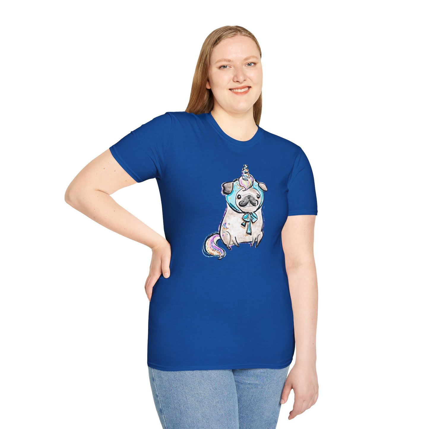 Unisex Softstyle T-Shirt Unicorn Pug