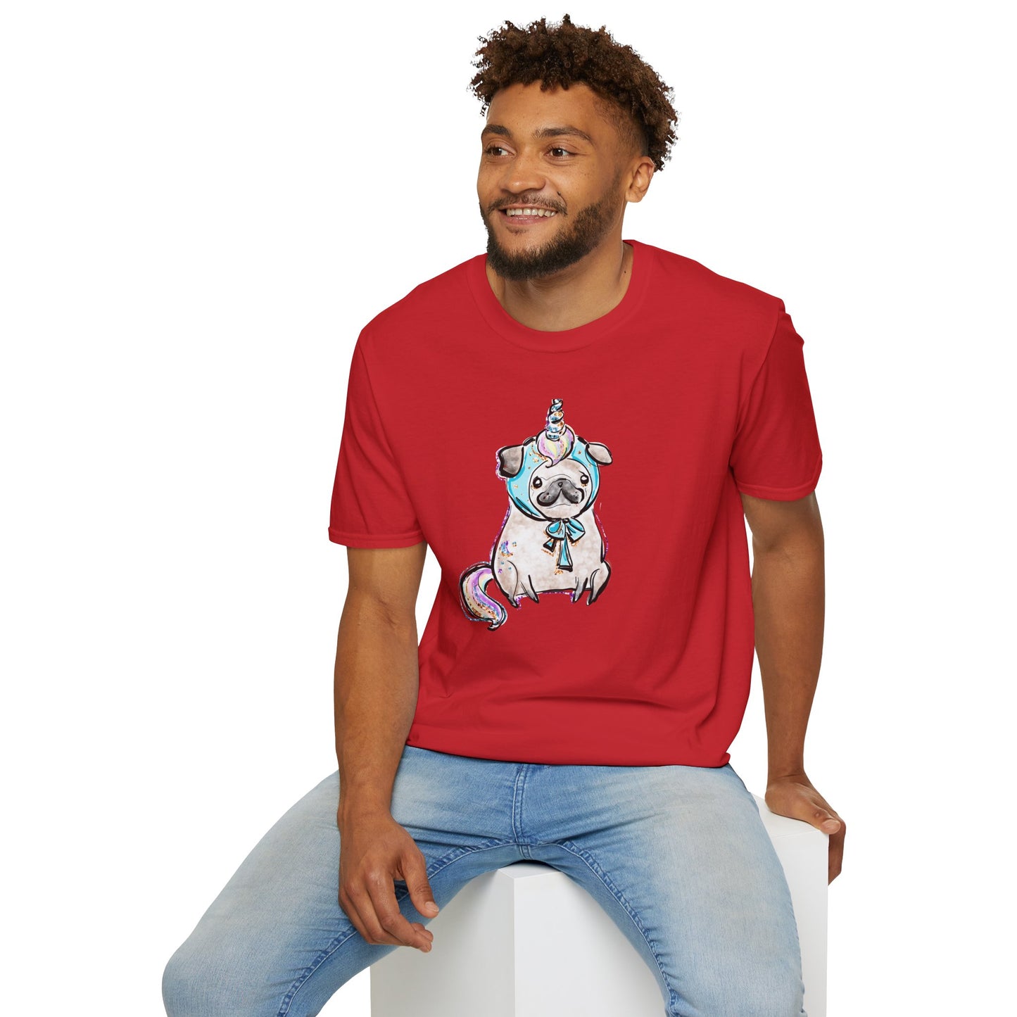 Unisex Softstyle T-Shirt Unicorn Pug