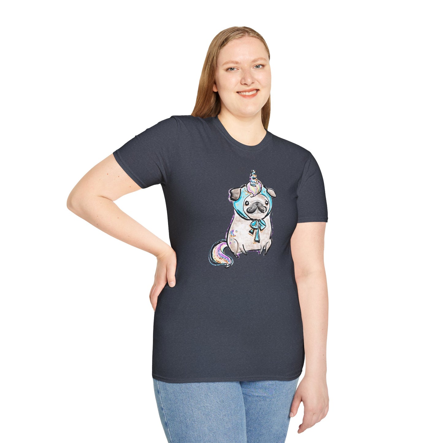 Unisex Softstyle T-Shirt Unicorn Pug