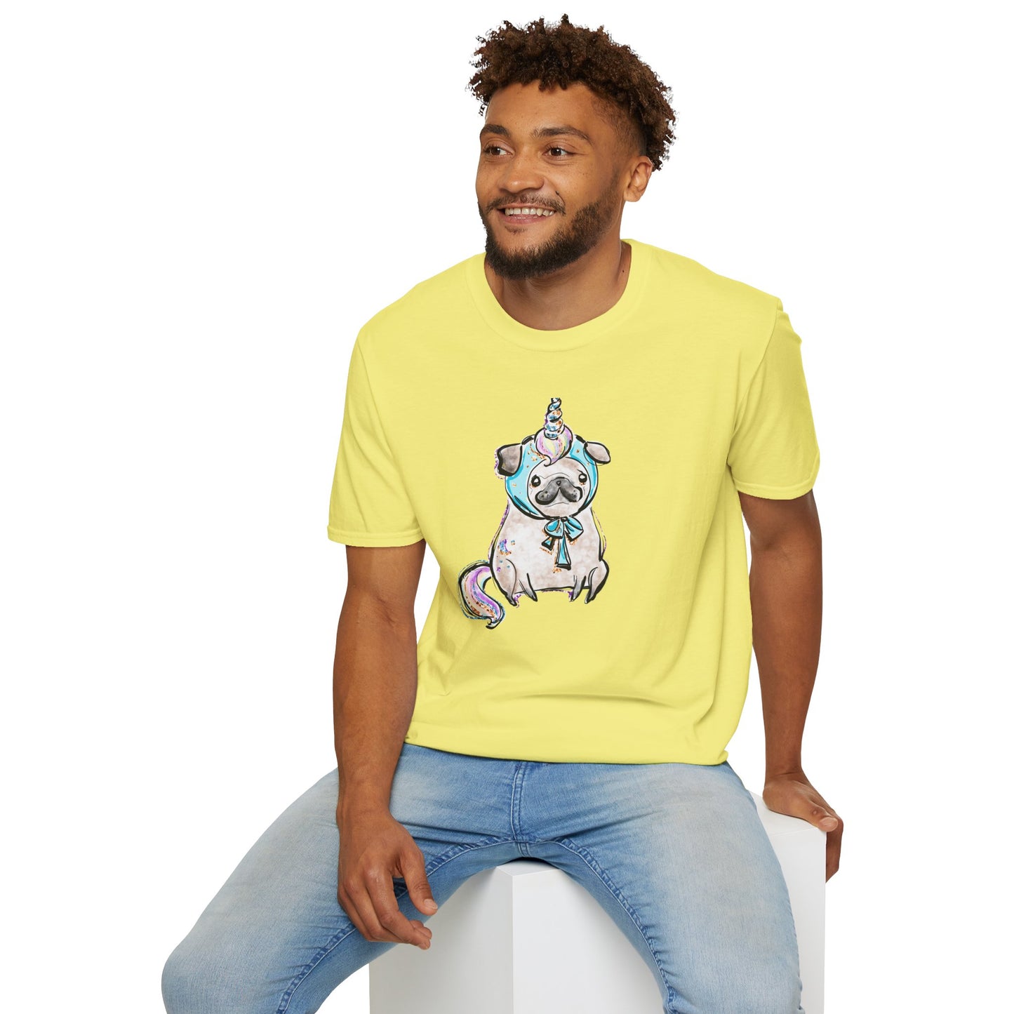 Unisex Softstyle T-Shirt Unicorn Pug