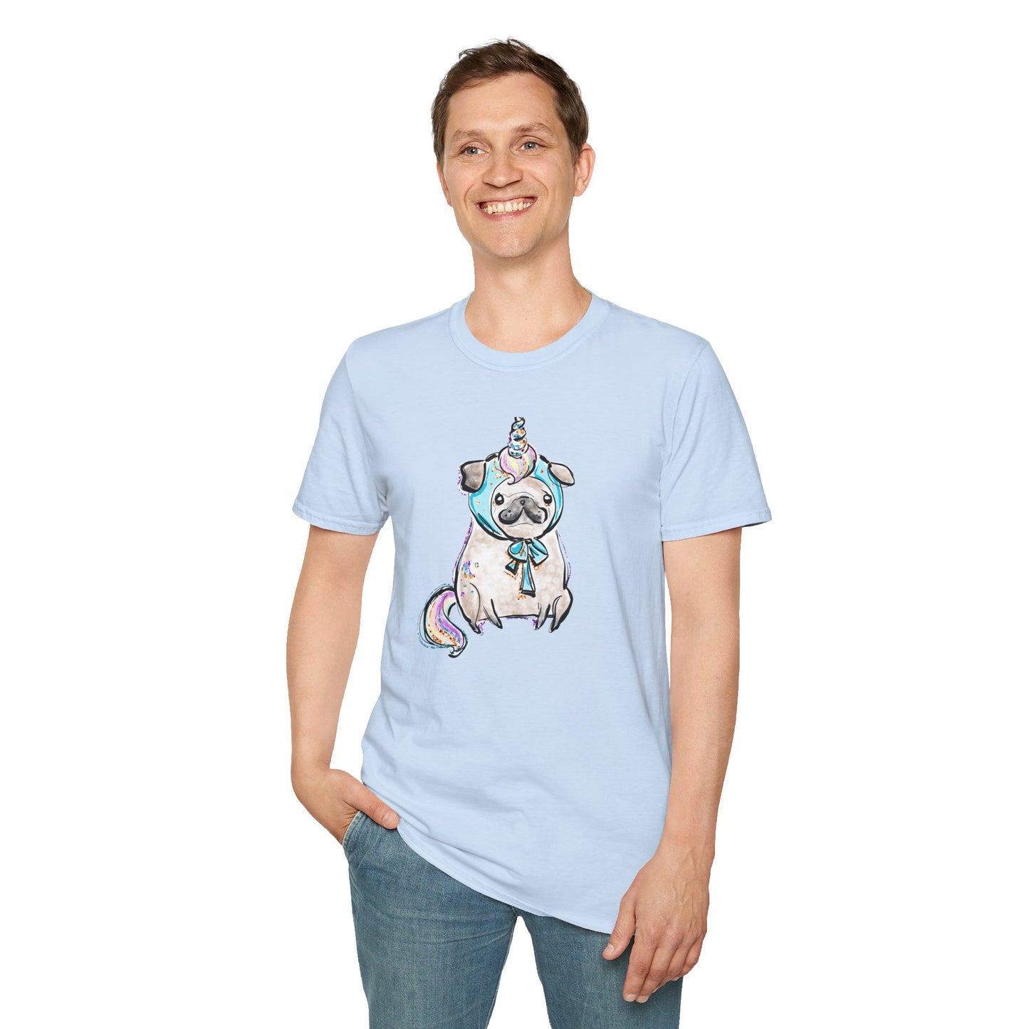 Unisex Softstyle T-Shirt Unicorn Pug