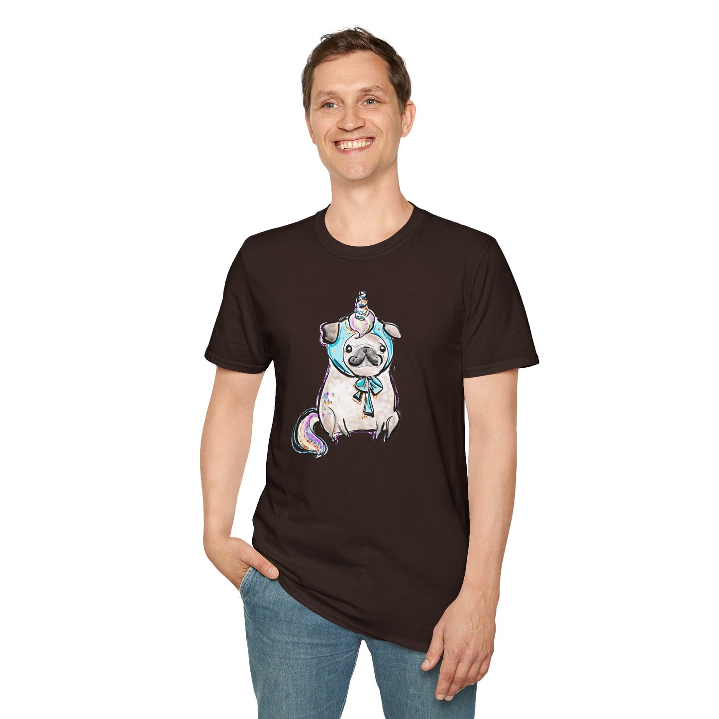 Unisex Softstyle T-Shirt Unicorn Pug