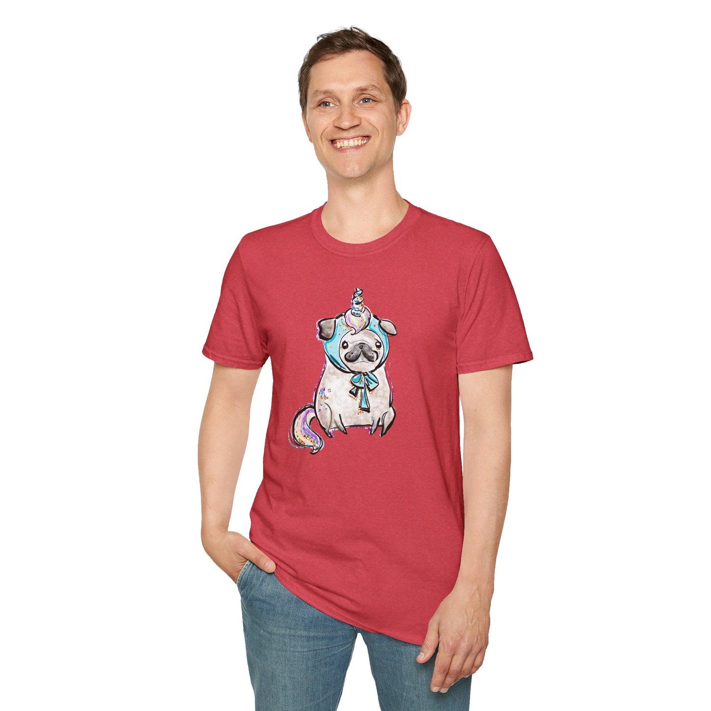 Unisex Softstyle T-Shirt Unicorn Pug