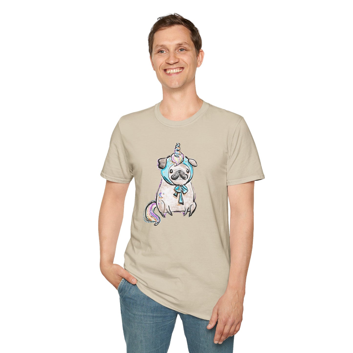 Unisex Softstyle T-Shirt Unicorn Pug