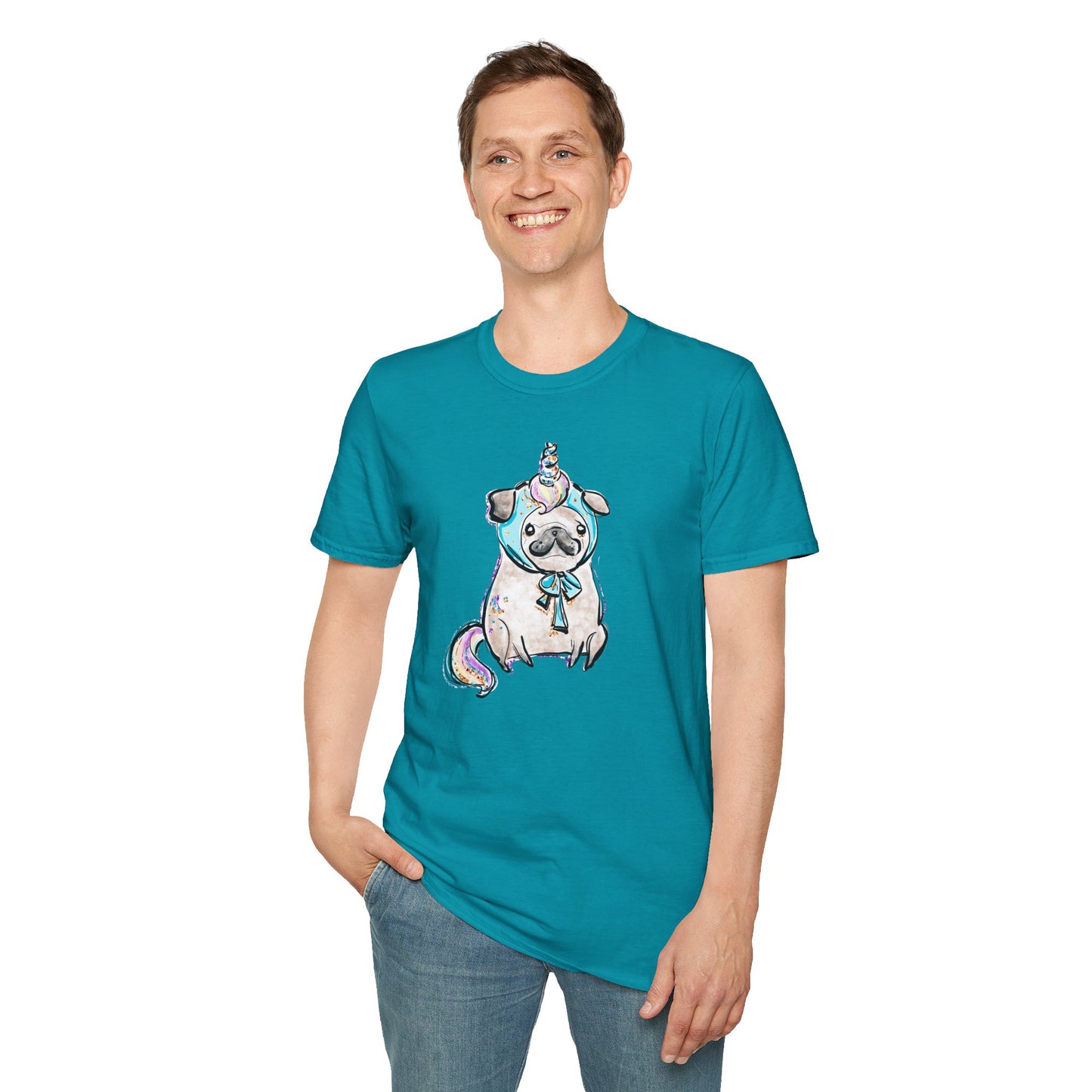 Unisex Softstyle T-Shirt Unicorn Pug