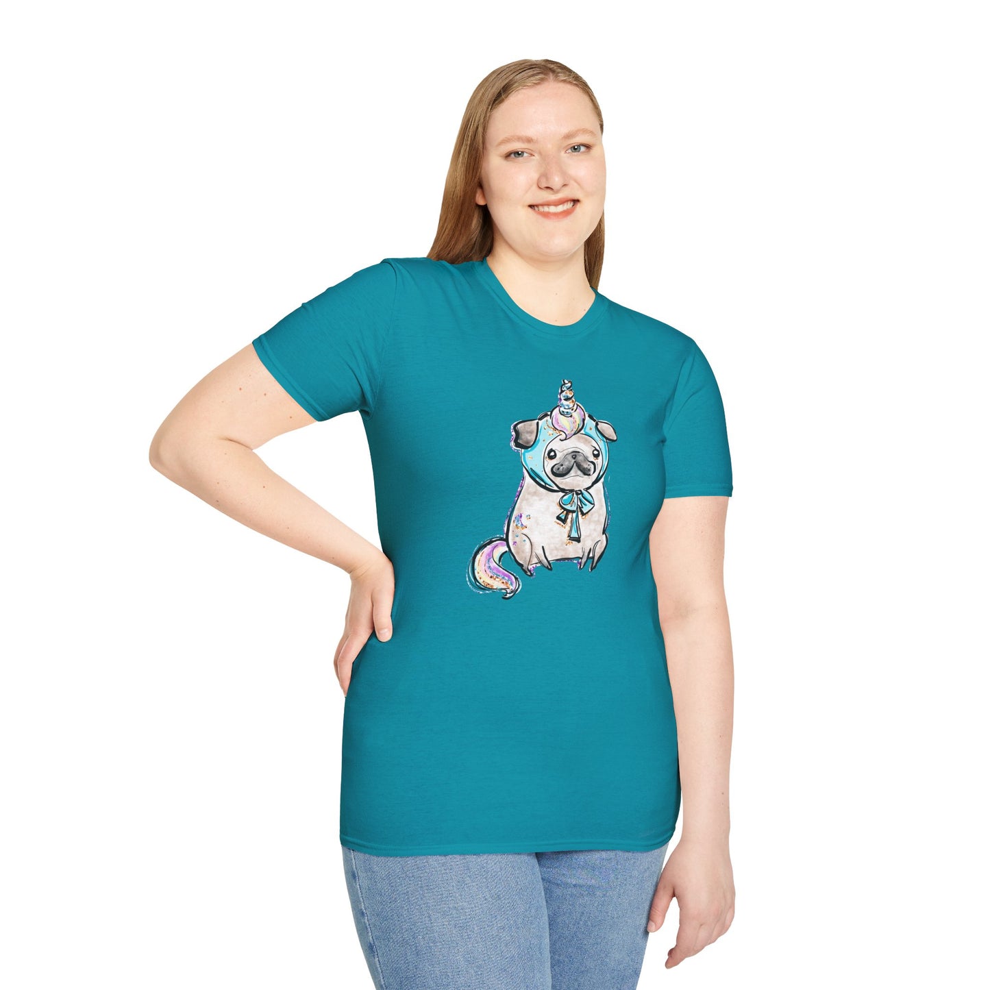 Unisex Softstyle T-Shirt Unicorn Pug