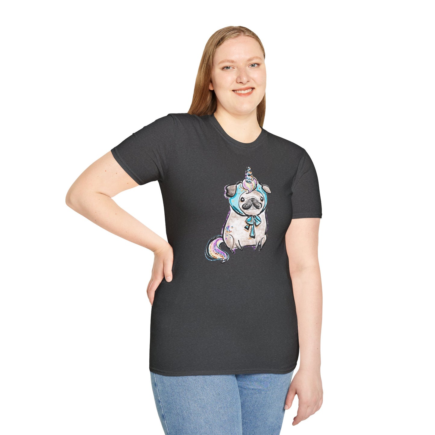 Unisex Softstyle T-Shirt Unicorn Pug