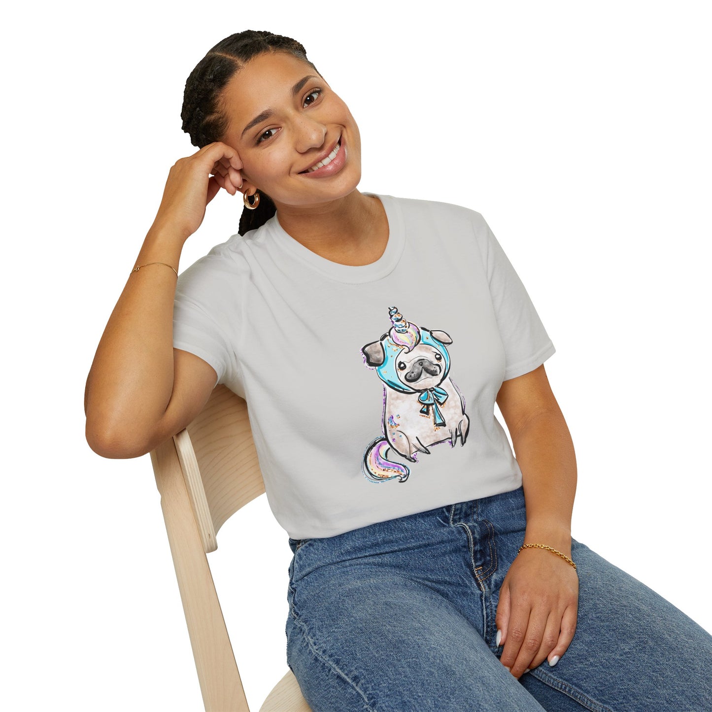 Unisex Softstyle T-Shirt Unicorn Pug