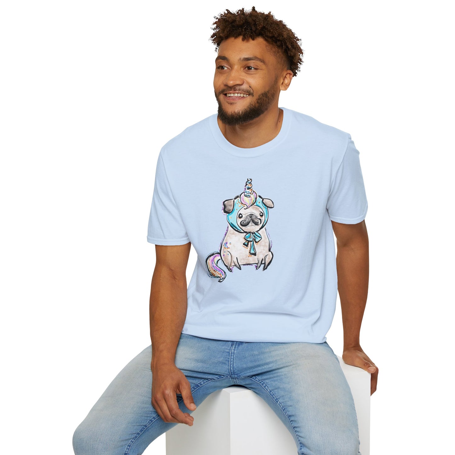 Unisex Softstyle T-Shirt Unicorn Pug