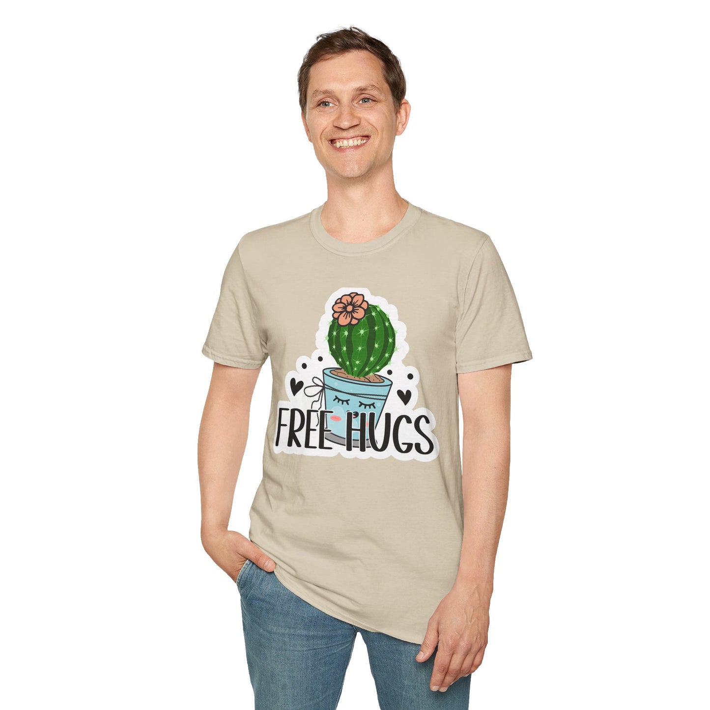 Unisex Softstyle T-Shirt Free Hugs, Cactus Tee Shirt