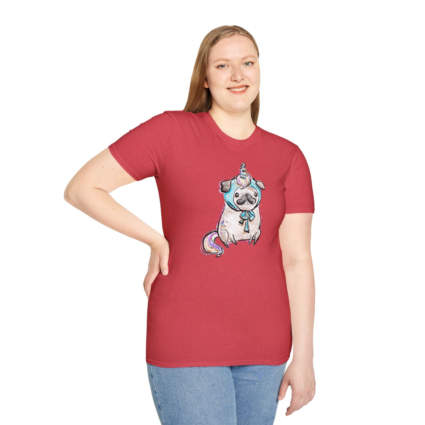 Unisex Softstyle T-Shirt Unicorn Pug