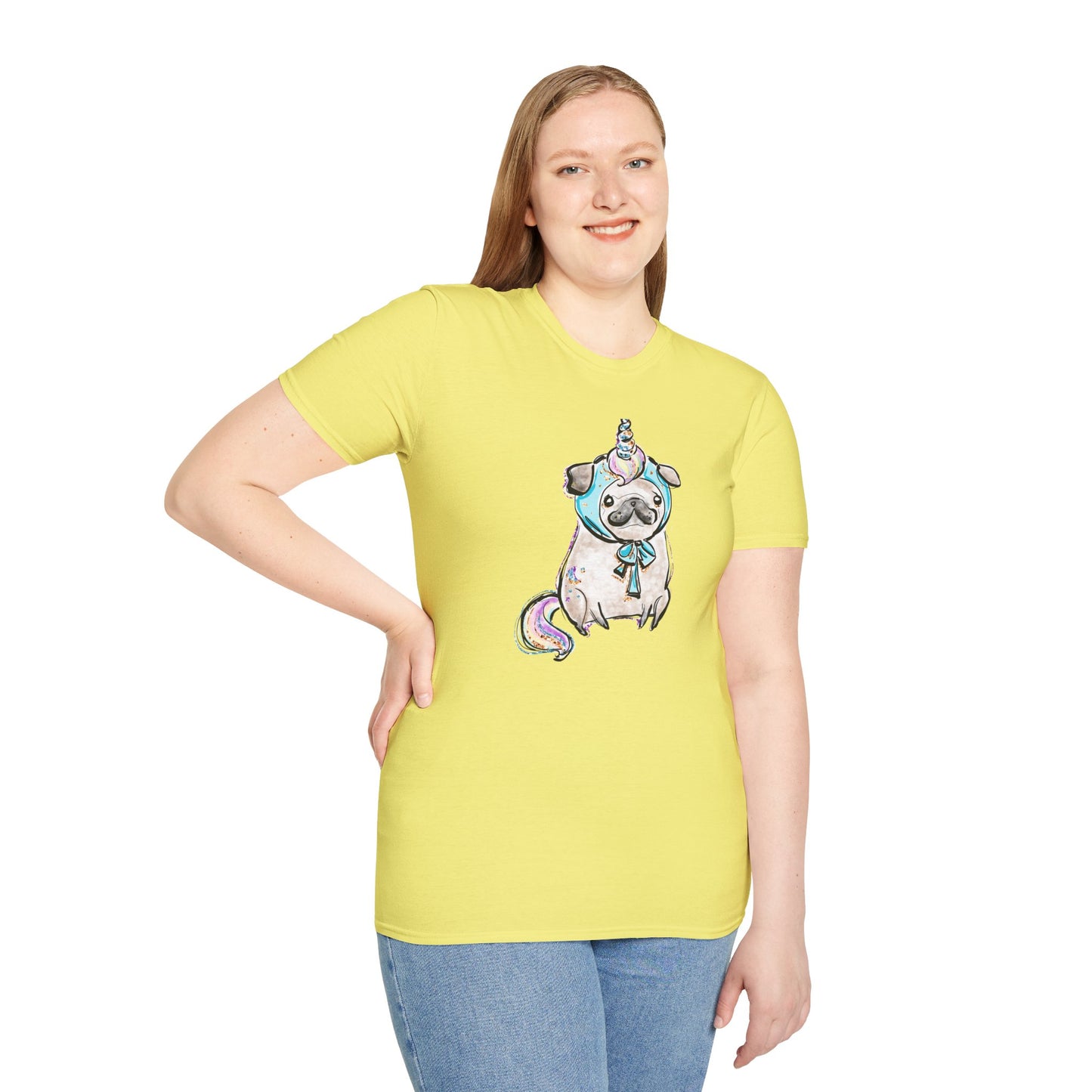 Unisex Softstyle T-Shirt Unicorn Pug