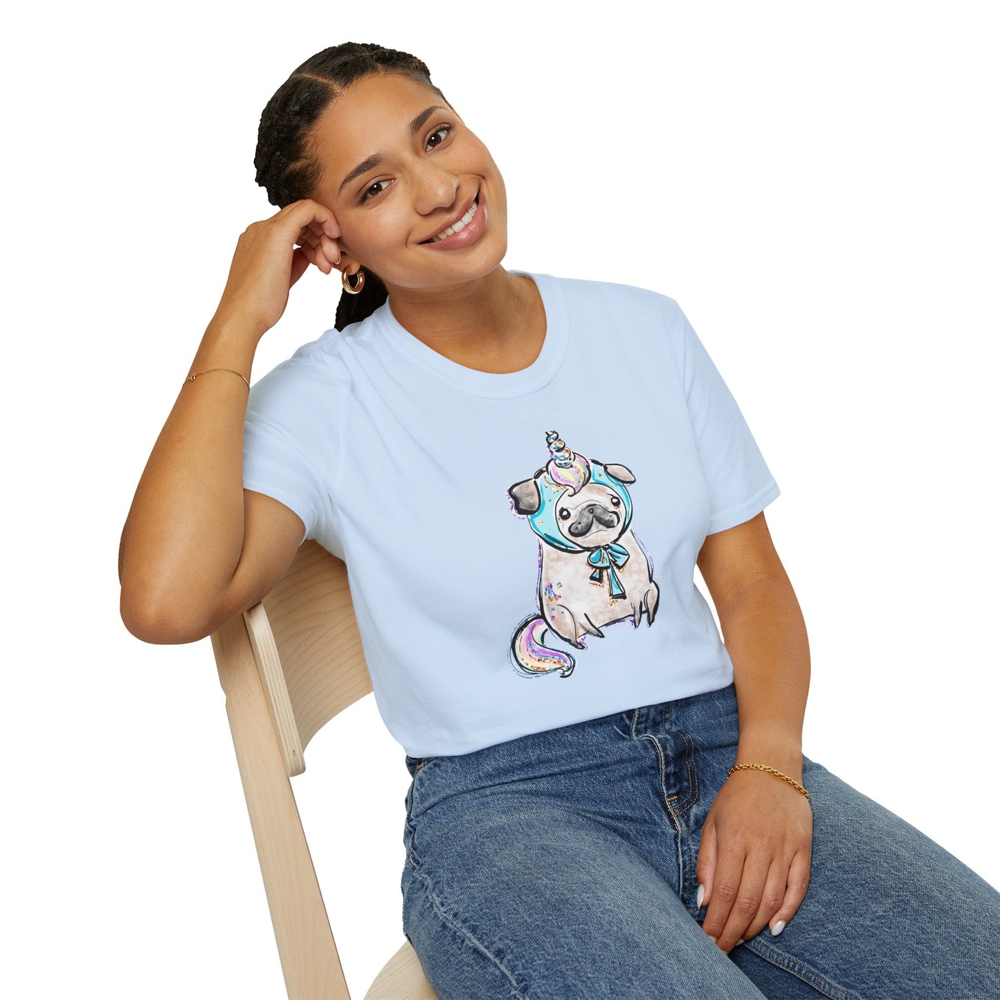 Unisex Softstyle T-Shirt Unicorn Pug