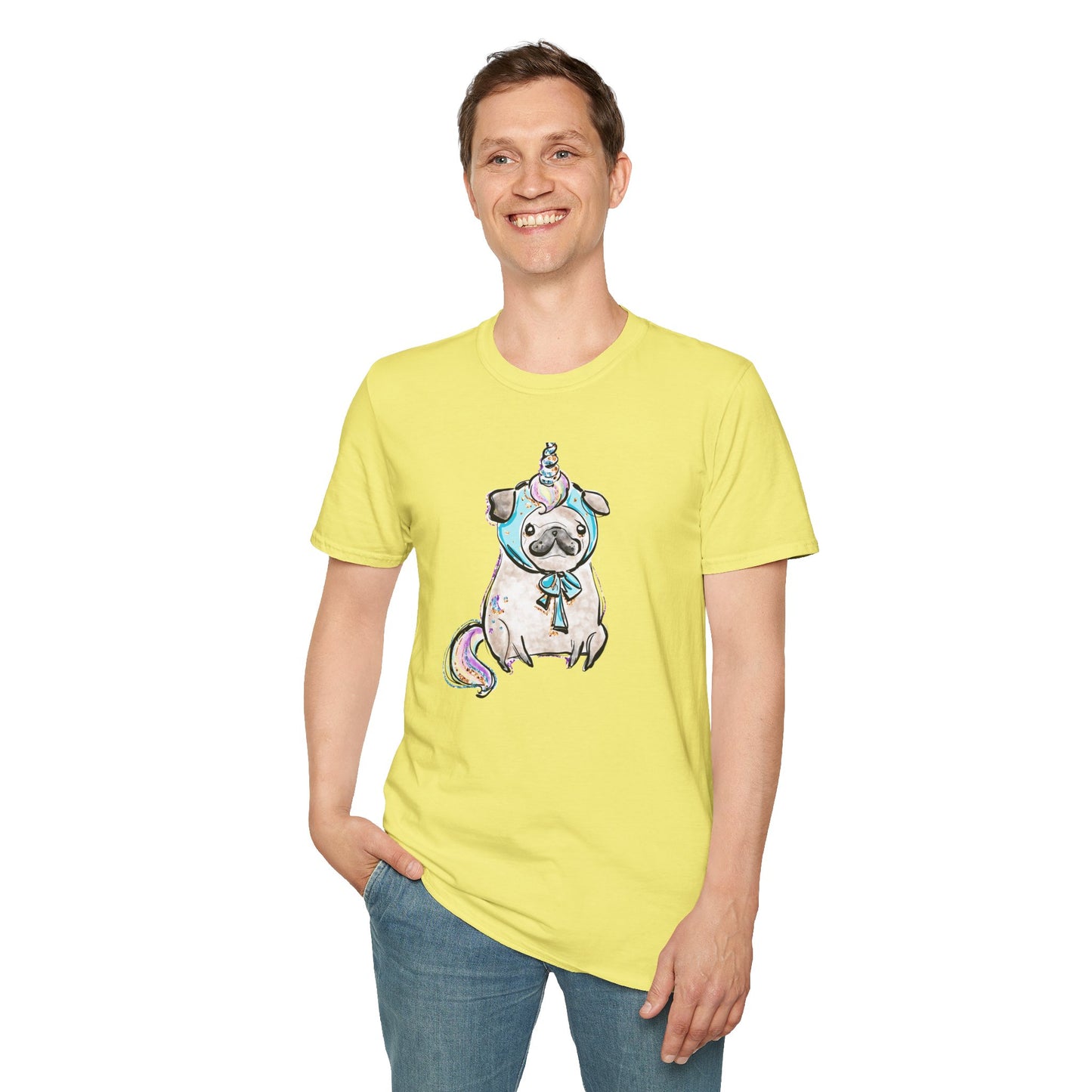 Unisex Softstyle T-Shirt Unicorn Pug