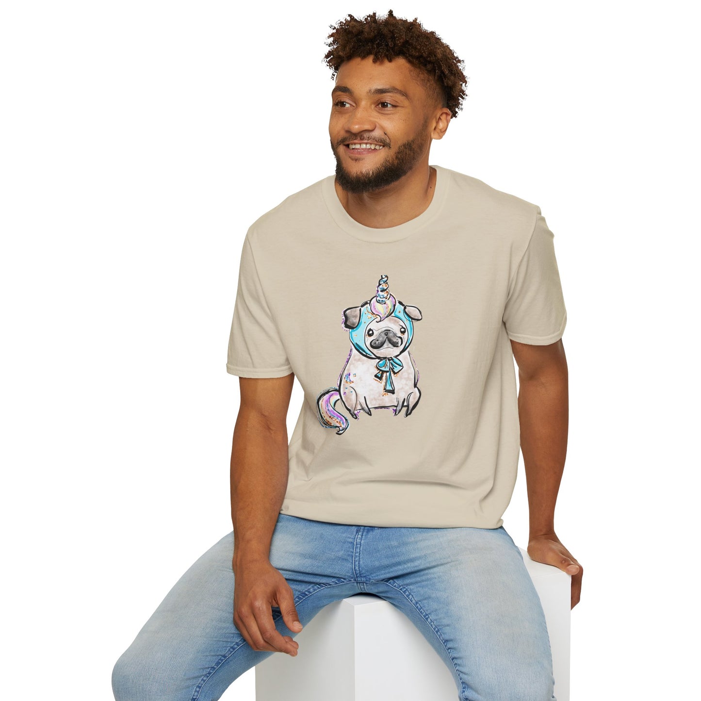 Unisex Softstyle T-Shirt Unicorn Pug