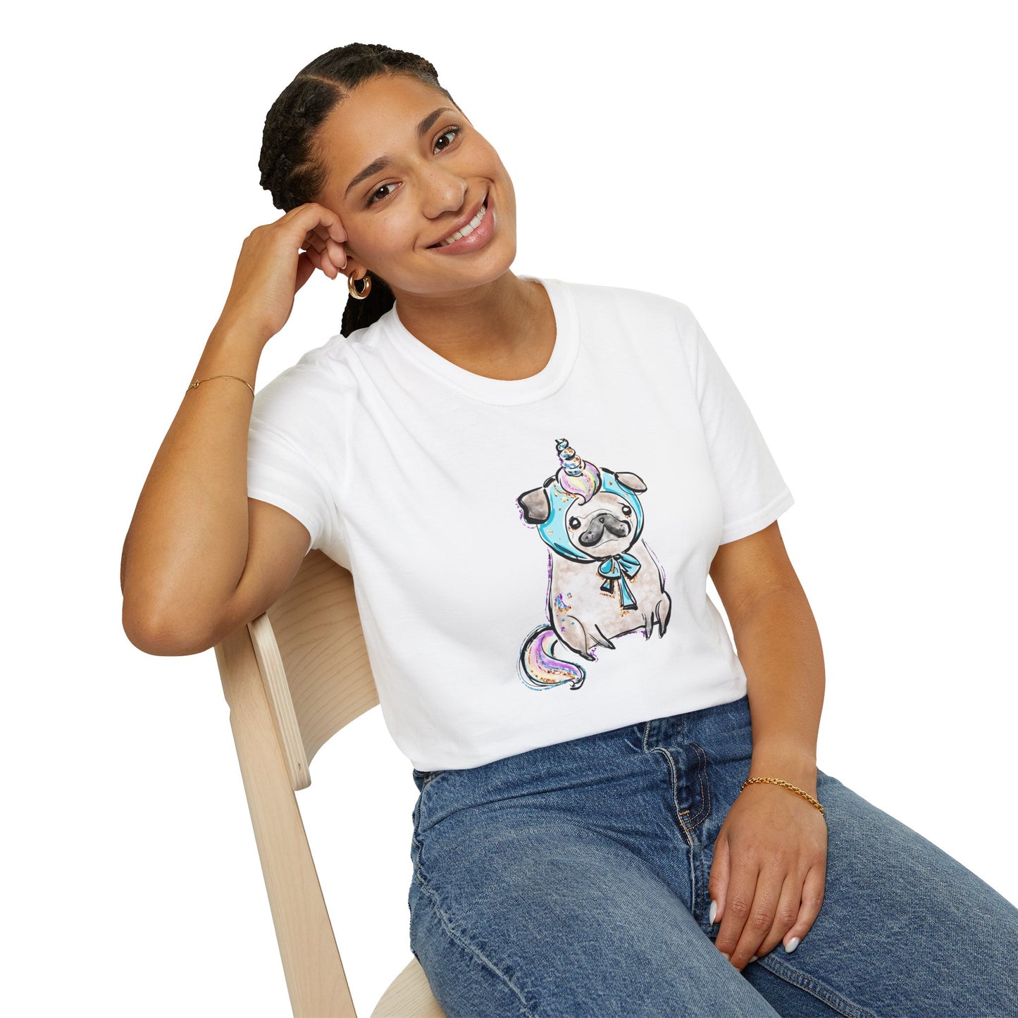 Unisex Softstyle T-Shirt Unicorn Pug