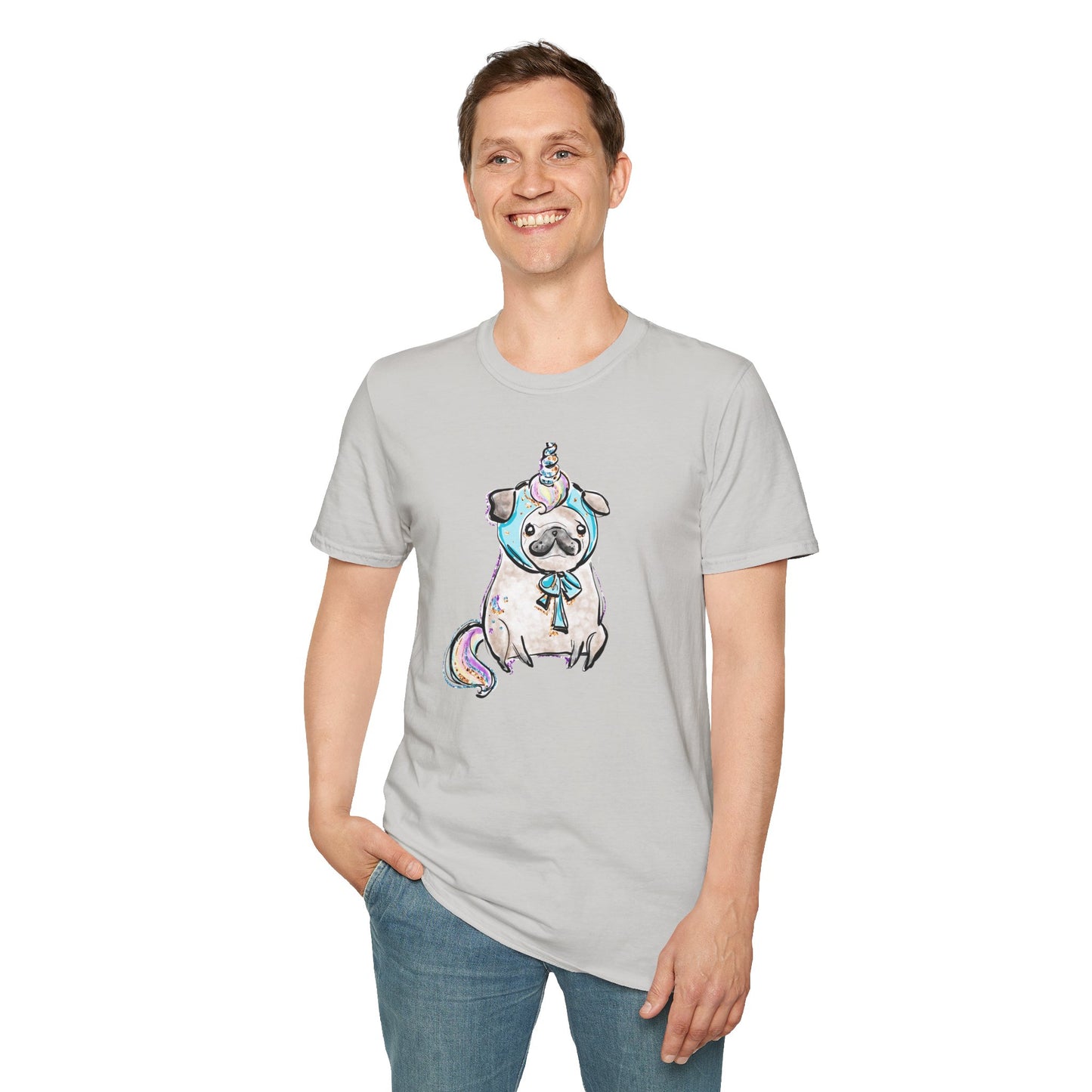 Unisex Softstyle T-Shirt Unicorn Pug