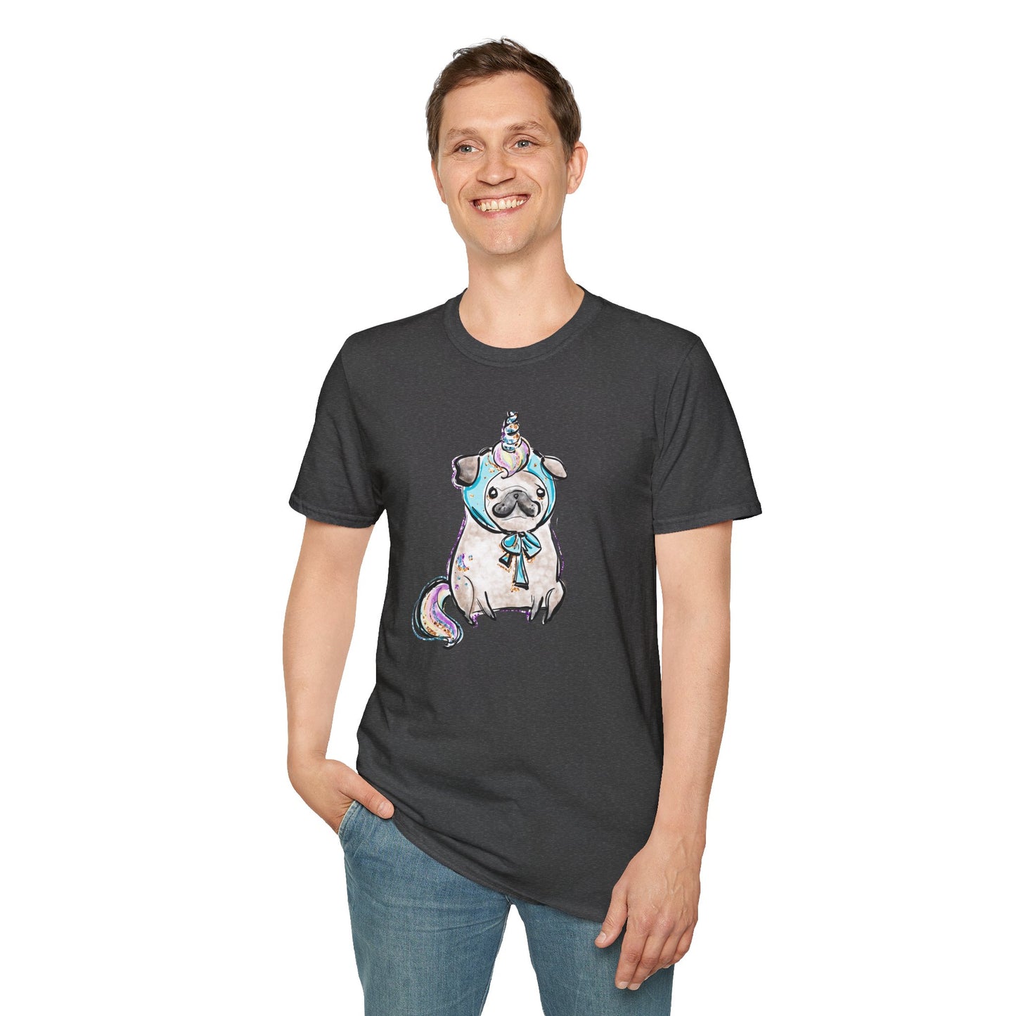 Unisex Softstyle T-Shirt Unicorn Pug