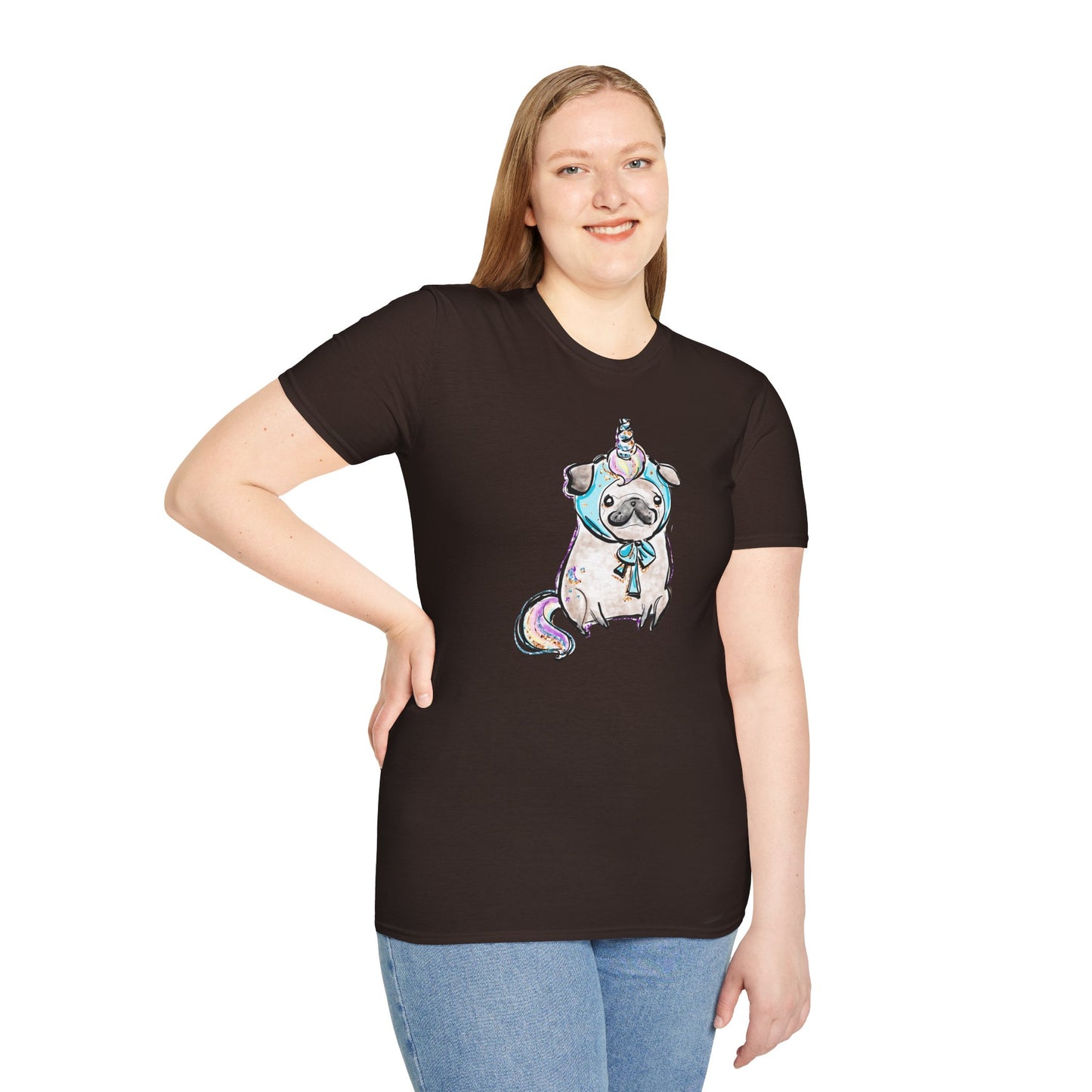 Unisex Softstyle T-Shirt Unicorn Pug