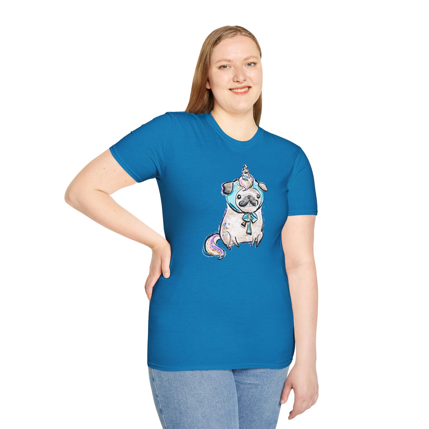 Unisex Softstyle T-Shirt Unicorn Pug