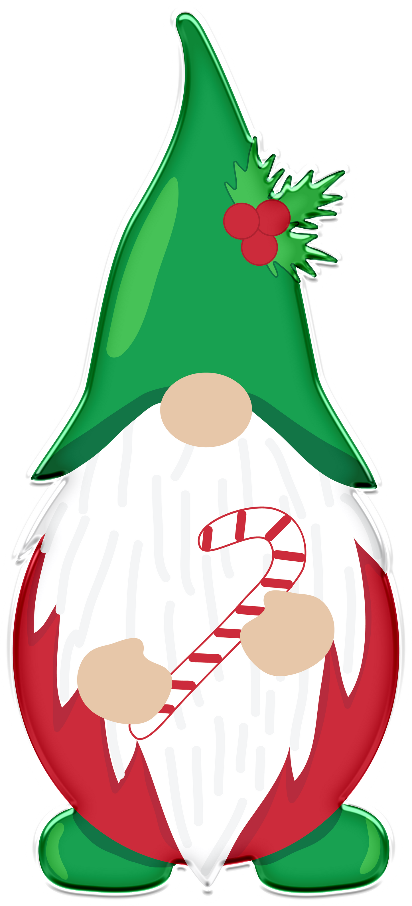 Stickers - Christmas Gnome with Green Hat Sticker, Christmas Stickers