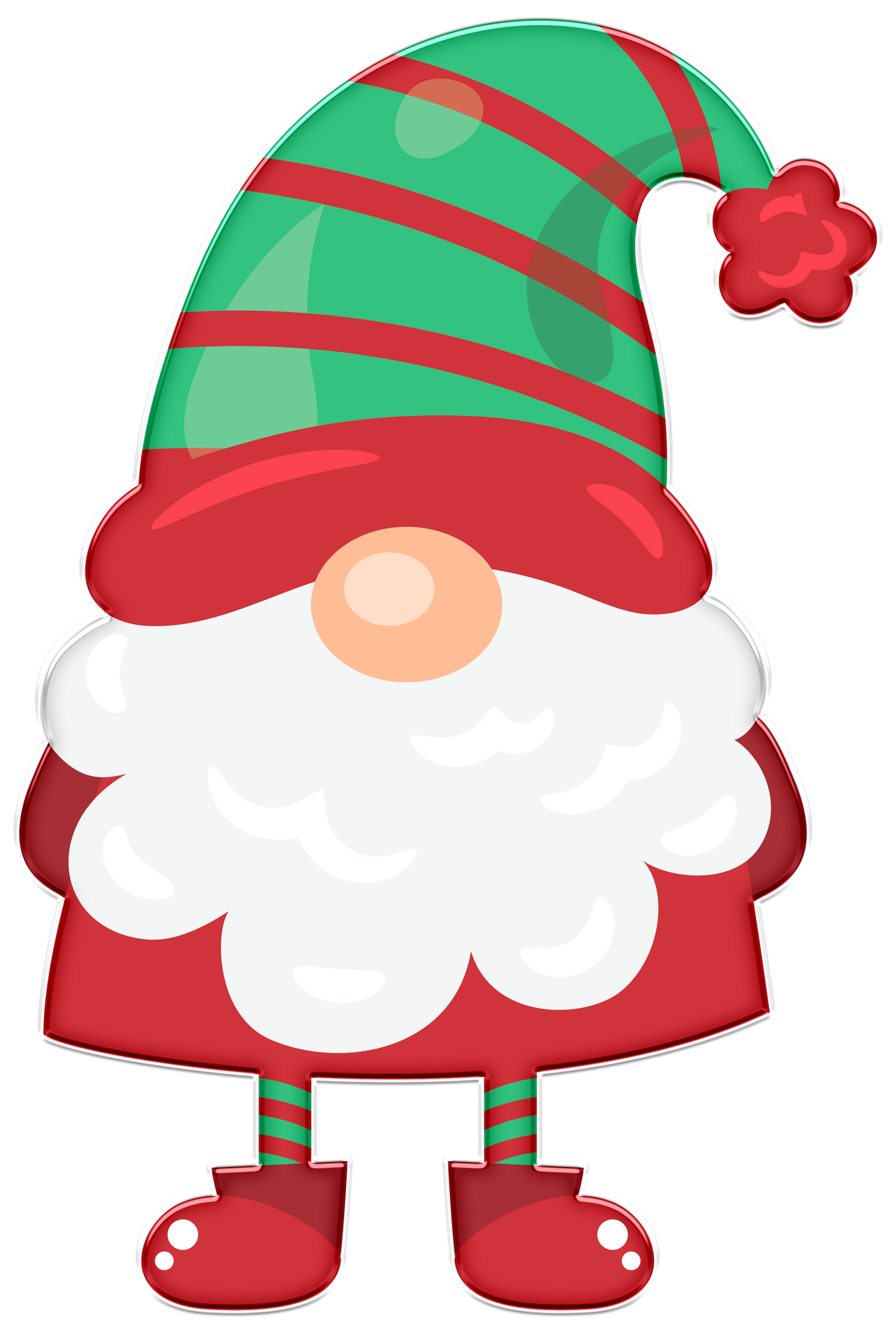Stickers - Christmas Gnome with Red & Green Hat Sticker, Christmas Stickers