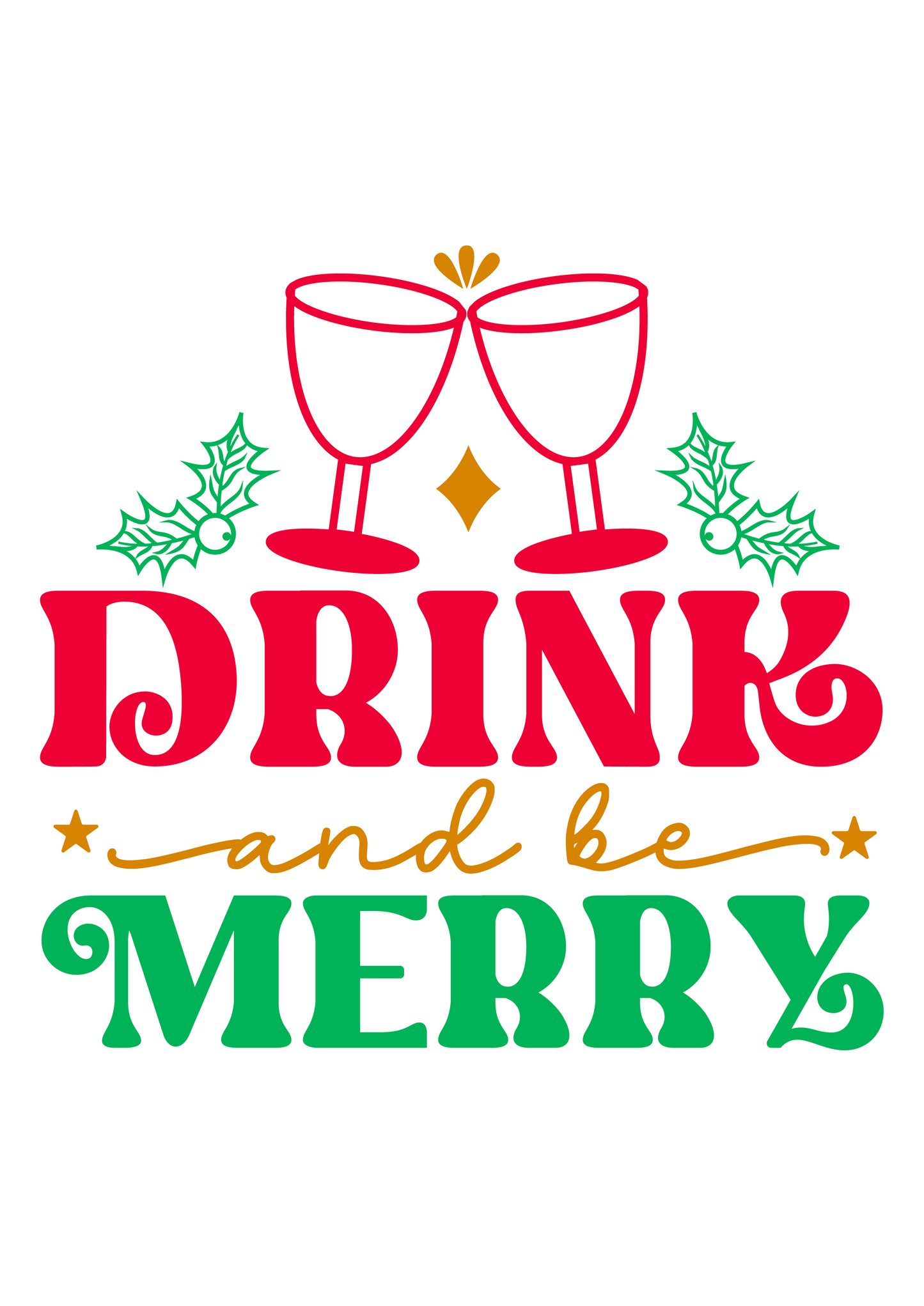 Stickers - Drink and be Merry Sticker, Christmas Sticker
