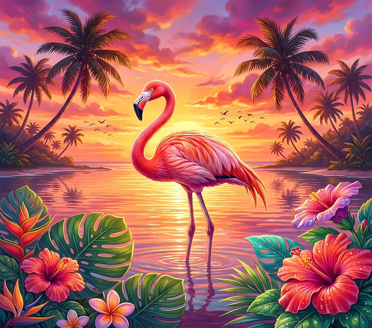 20 oz Stainless Steel Tumbler, Flamingo Sunset - LIMITED EDITION
