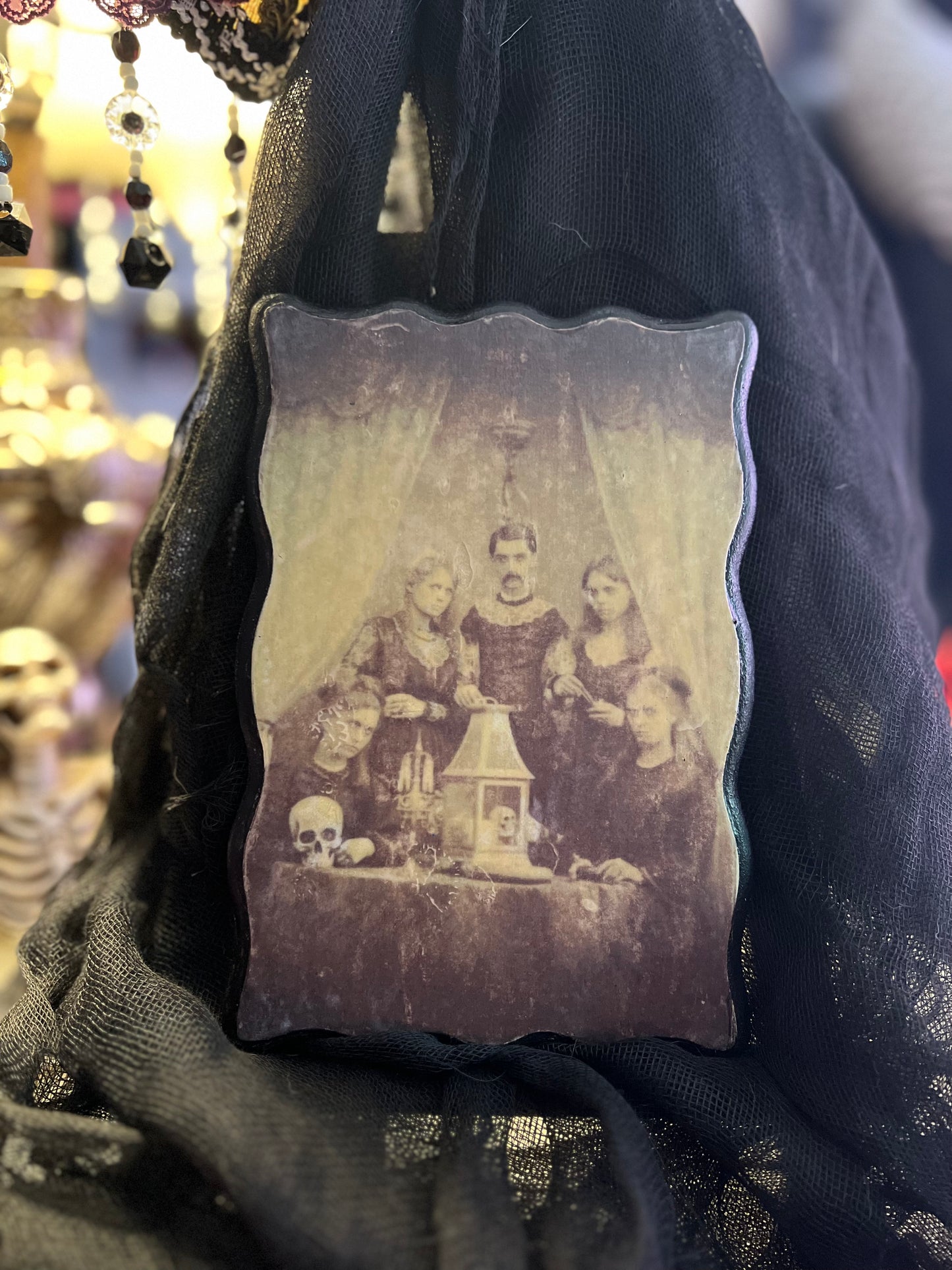 Dark Academia Creepy Family Seance, Wall Hanging, Wooden Plaque