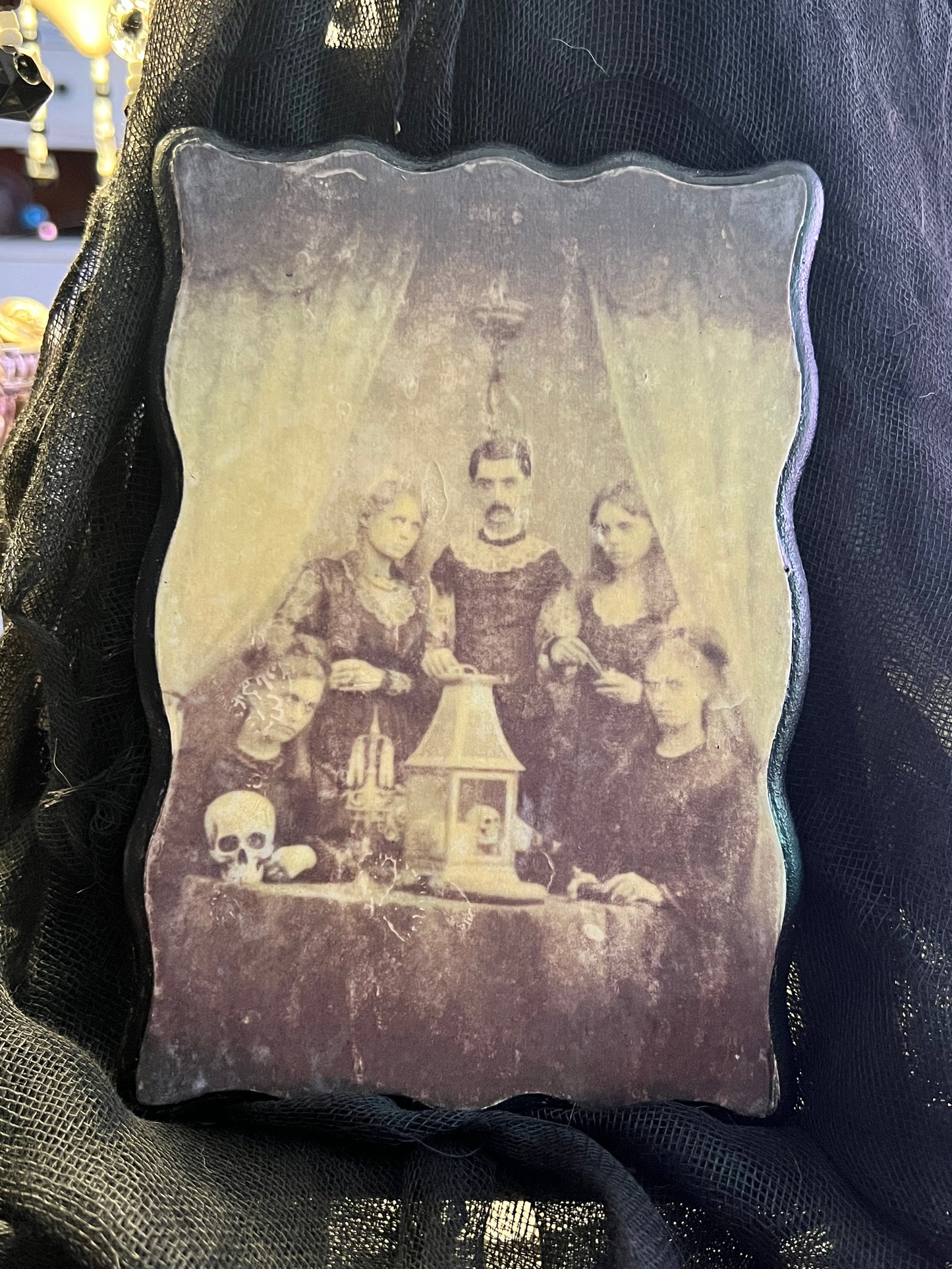 Dark Academia Creepy Family Seance, Wall Hanging, Wooden Plaque
