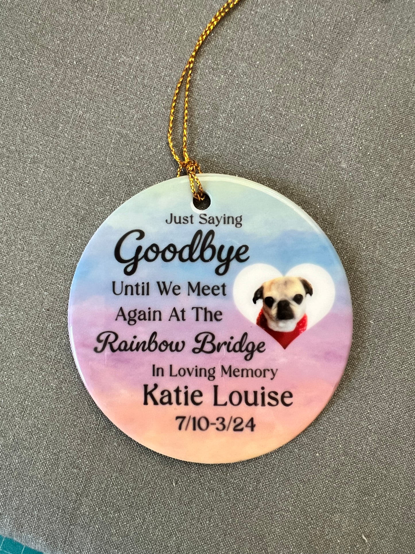 Rainbow Bridge Ornament - Customized 2.75 Inch Round Ceramic Ornament