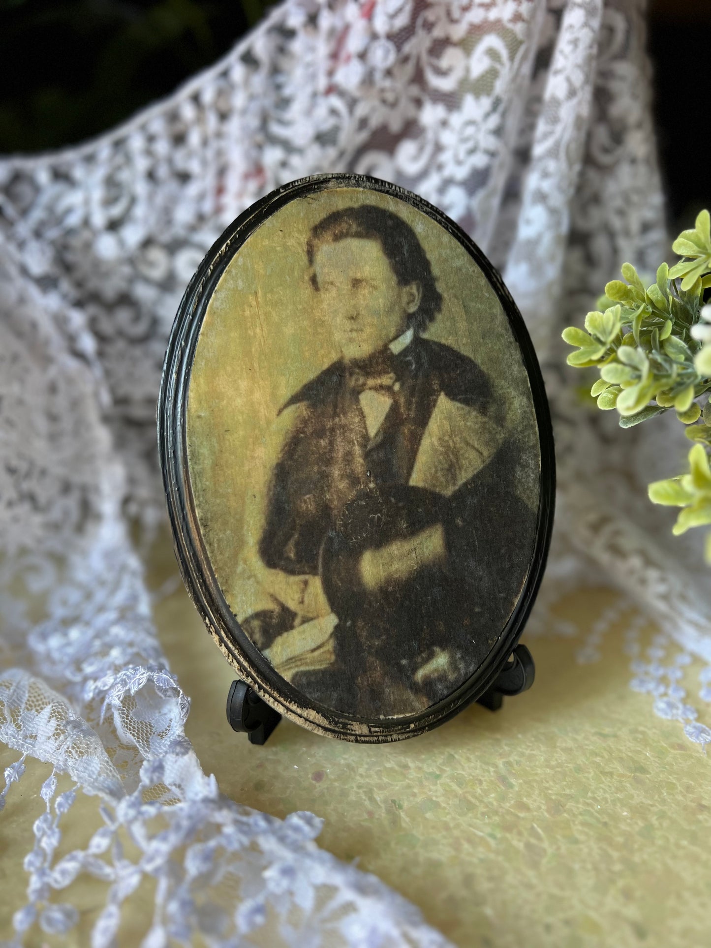 Dark Academia, Wall Plaque, Antique Photo, 1860's Gentleman Ghost