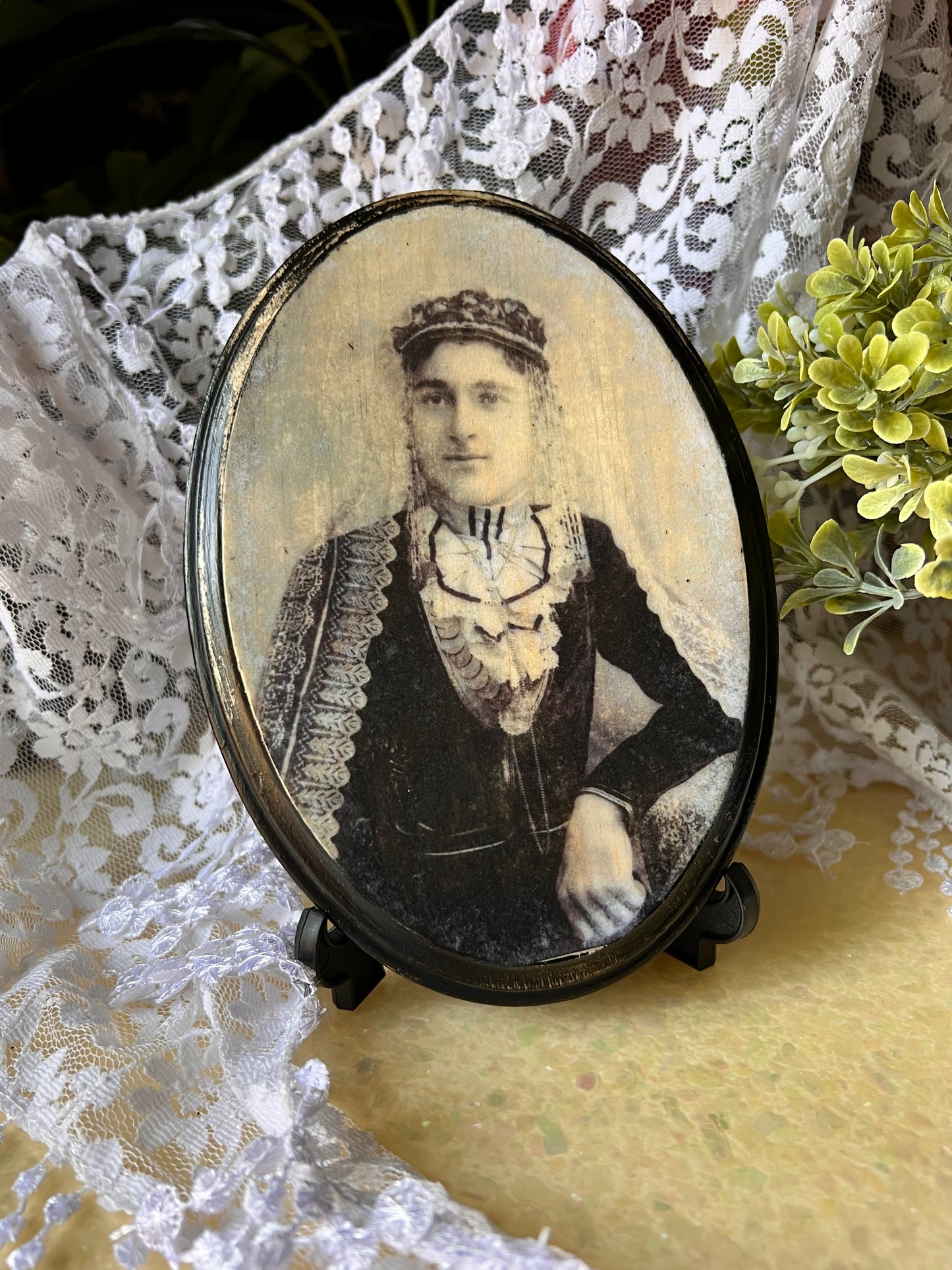 Dark Academia, Antique Photo, Princely Ghost, Wall Hanging, Wooden Plaque