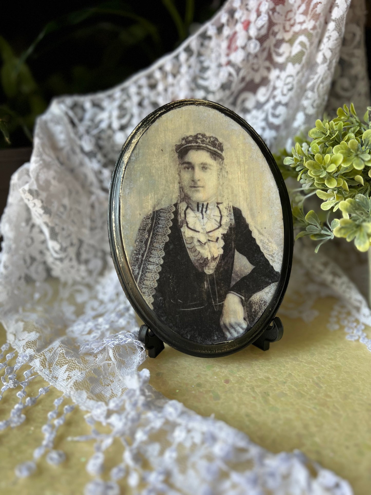 Dark Academia, Antique Photo, Princely Ghost, Wall Hanging, Wooden Plaque
